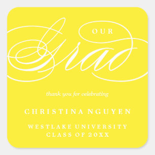 ADESIVO QUADRADO NOSSO GRAD DE RÓTULO ELEGANTE STICKER DE OBRIGAD