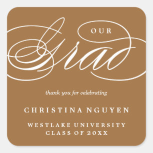 ADESIVO QUADRADO NOSSO GRAD SCRIPT ELEGANT STICKER DE AGRADECIMEN