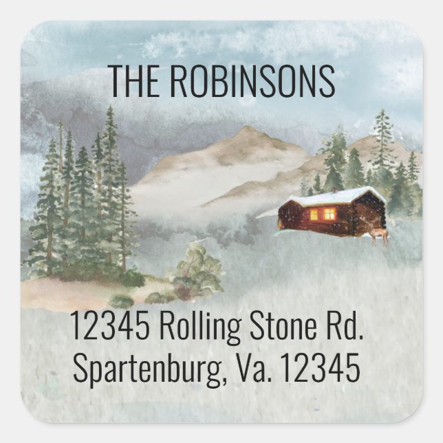 Adesivo Quadrado Nosso Novo Pescoço dos Pinheiros da Cabina de Wood (Frente)