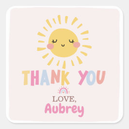 Adesivo Quadrado Nosso Pequeno Aniversário De Sol Obrigado