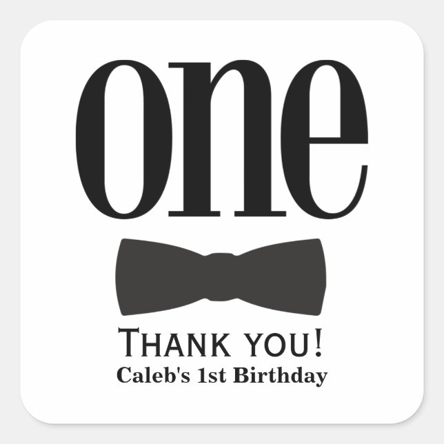 Adesivo Quadrado Nosso Pequeno Homem Primeiro Aniversário de 1 ano  (Frente)