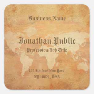 Adesivo Quadrado Nostalgic Old Paper parece um mapa mundial legante