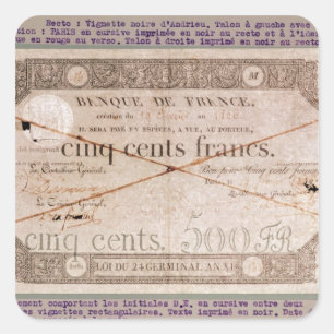 Adesivo Quadrado Nota de 500 francos da 24.a Alemanha