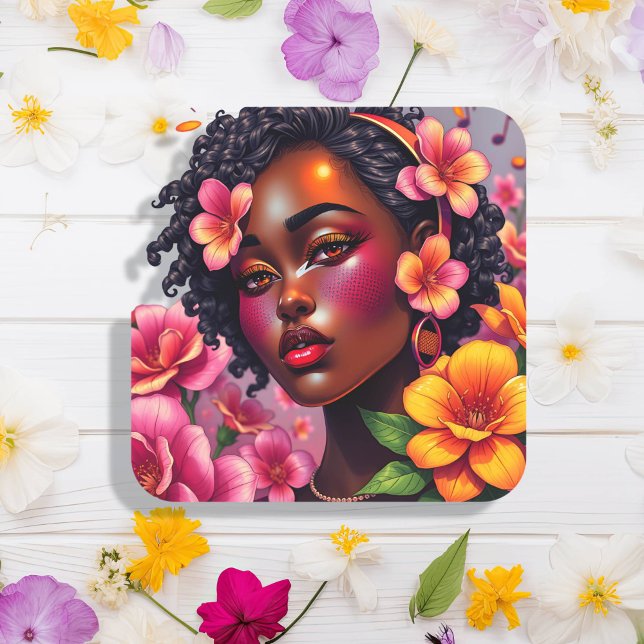 Adesivo Quadrado Notas Musicais bonito das Flores Rosa (Criador carregado)