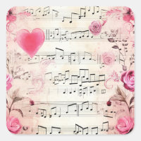 Notas Musicais e Rosas Vintage Design