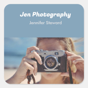 Adesivo Quadrado Notebook espiral com foto azul personalizado