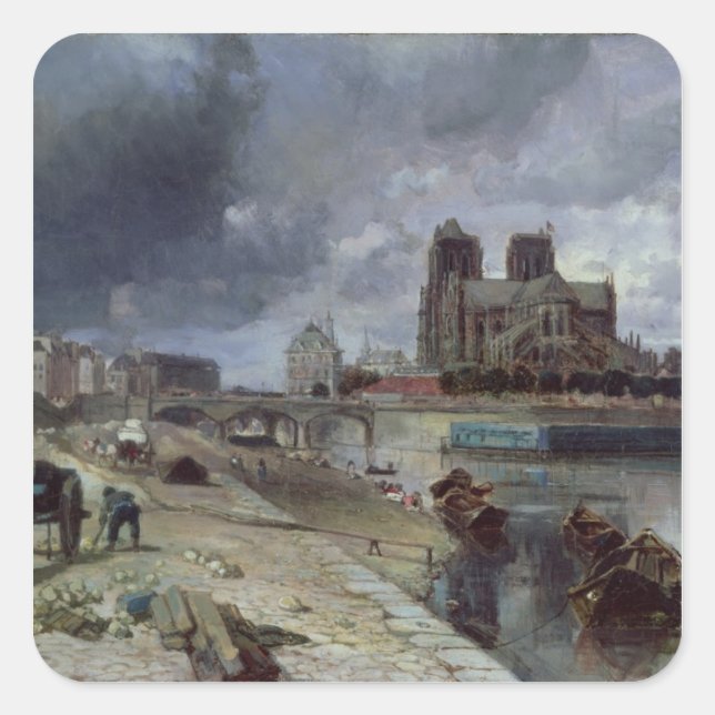 Adesivo Quadrado Notre-Dame, do Quai de la Tournelle, 1852 (Frente)