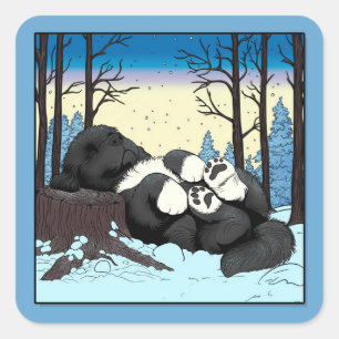 Adesivo Quadrado Notta Bear Aconchegante Sono de Inverno Cachorrinh