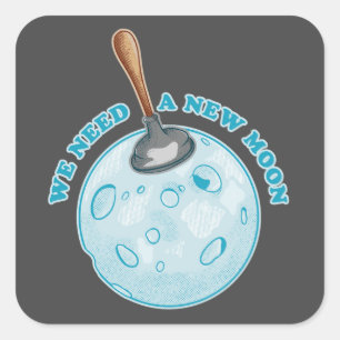 Adesivo Quadrado Nova astronomia da lua engraçada