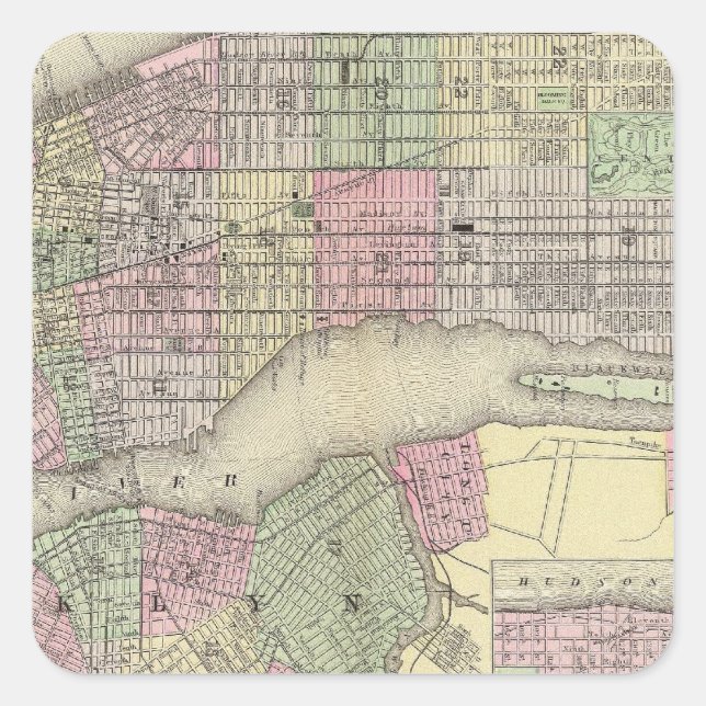 Adesivo Quadrado Nova Iorque, Brooklyn 2 (Frente)