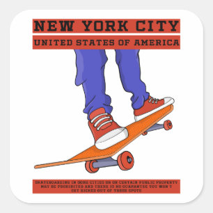 Adesivo Quadrado Nova Iorque, EUA Legal skate