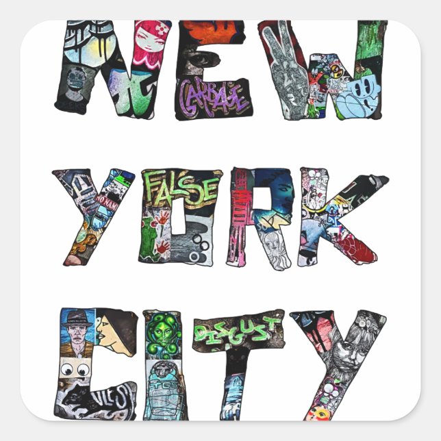 Adesivo Quadrado Nova Iorque Street Art (Frente)