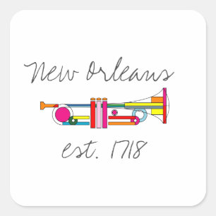 Adesivo Quadrado "Nova Orleans", Legal Trumpet de Jazz