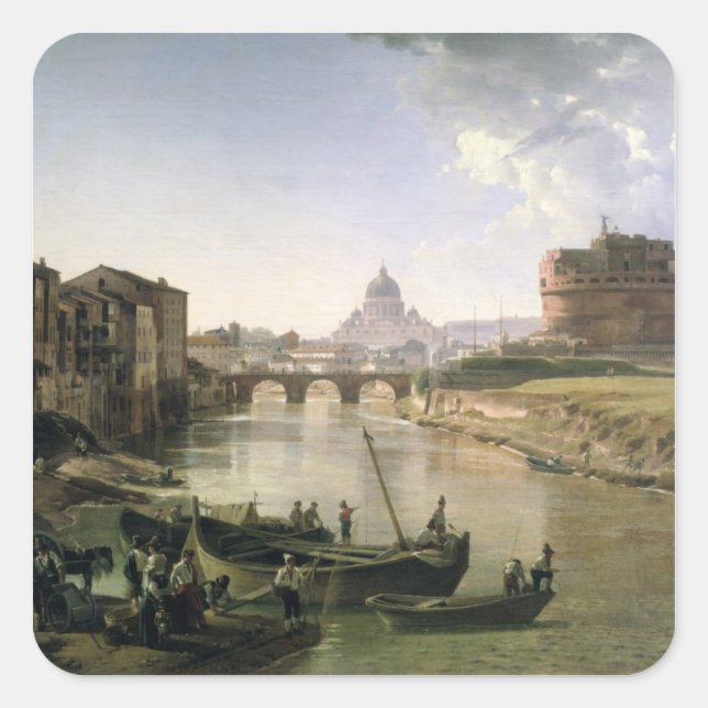 Adesivo Quadrado Nova Roma com o Castel Sant'Angelo (Frente)