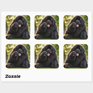 Adesivo Quadrado Nova Terra Nova Gordinho newfie preto