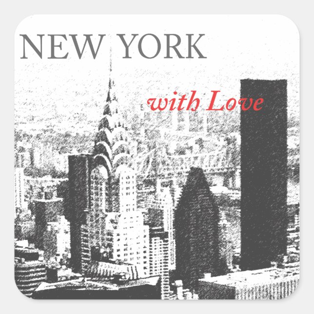 Adesivo Quadrado Nova York com amor (Frente)