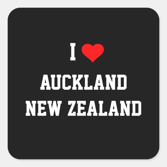Adesivo Quadrado NOVA ZELÂNDIA: Eu Amo Auckland, Nova Zelândia (Frente)