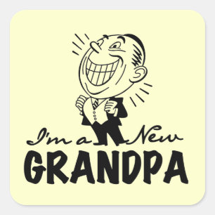 Adesivo Quadrado Novas camisetas e presentes no vovô sorrindo