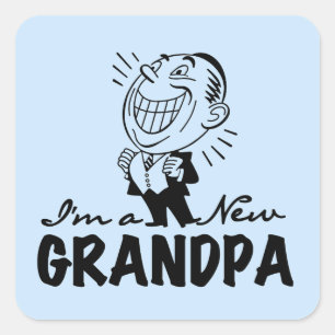 Adesivo Quadrado Novas camisetas e presentes no vovô sorrindo