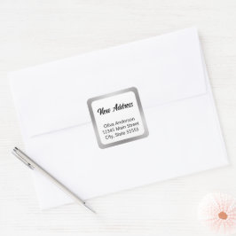 Adesivo Quadrado Novo endereço, Script e Nome Branco e Preto do Pra