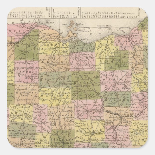 Adesivo Quadrado Novo Mapa De Ohio (Frente)