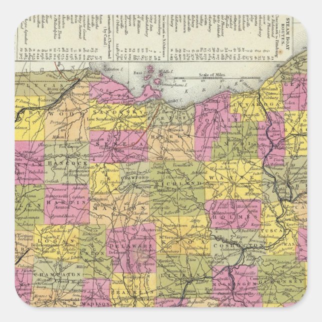 Adesivo Quadrado Novo Mapa De Ohio (Frente)
