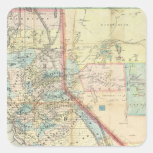 Adesivo Quadrado Novo Mapa do Estado da Califórnia