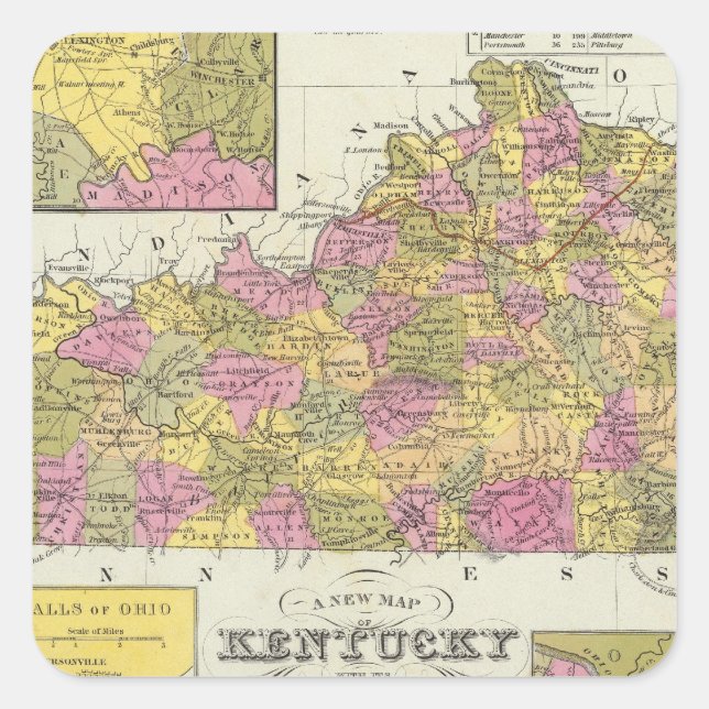 Adesivo Quadrado Novo Mapa Do Kentucky (Frente)