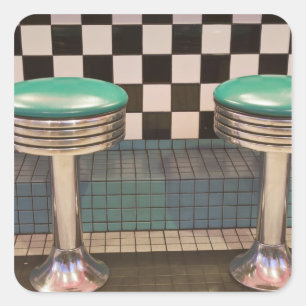 Adesivo Quadrado Novo México, Albuquerque. O 66 Diner ao longo