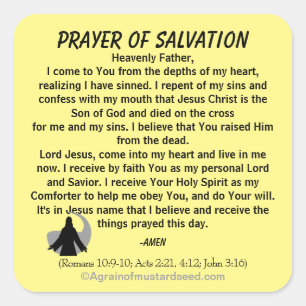 Adesivo Quadrado NOVO! O PRAYER DA SALVAÇÃO PRENDE com Jesus!