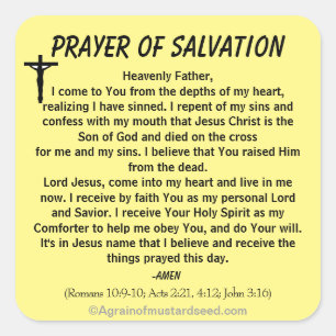 Adesivo Quadrado NOVO! O PRAYER DA SALVAÇÃO PRENDE com Jesus!