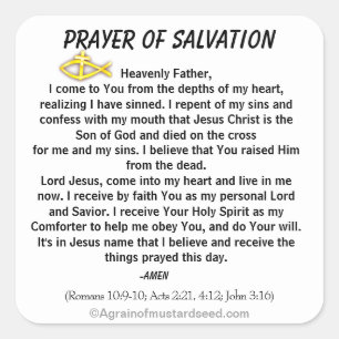 Adesivo Quadrado NOVO! O PRAYER DA SALVAÇÃO PRENDE com Jesus! Quadr