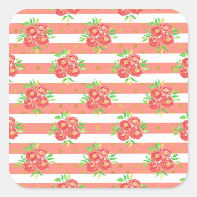 Adesivo Quadrado Novo revestimento floral amarelo para presente (Frente)