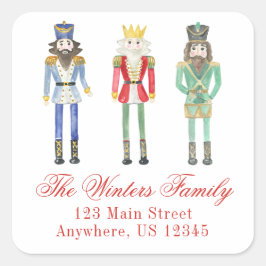 Adesivo Quadrado Nozes de Natal de Aquarela Endereço de Devolução