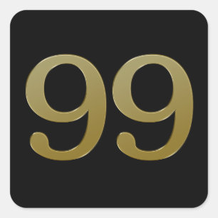 Adesivo Quadrado Número 99Dourado Praça