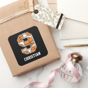 Adesivo Quadrado Número de Basquete Personalizado 9