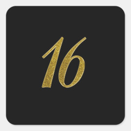 Adesivo Quadrado Número de Lâmpada Dourada 16