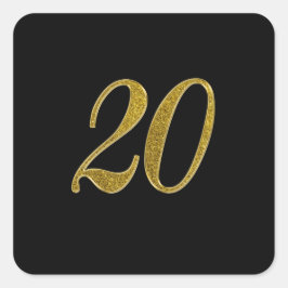 Adesivo Quadrado Número de Lâmpada Dourada 20