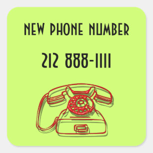 Adesivo Quadrado número de telefone novo