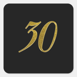Adesivo Quadrado Número Dourado de Brilhante 30