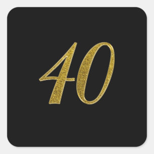 Adesivo Quadrado Número Dourado de Brilhante 40
