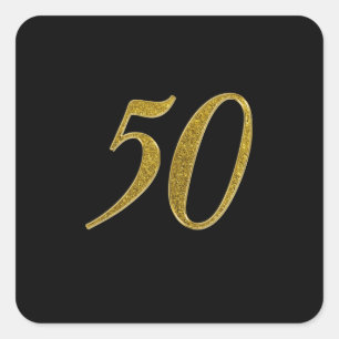 Adesivo Quadrado Número Dourado de Brilhante 50