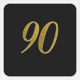 Adesivo Quadrado Número Dourado de Brilhante 90