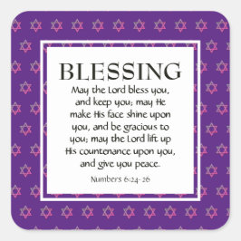 Adesivo Quadrado Números 6:24-26 O SENHOR BEM VOCÊ Estrela de David