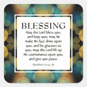 Adesivo Quadrado Números 6:24-26   QUE O SENHOR O ABENÇOE