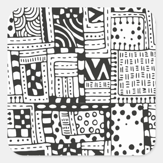 Adesivo Quadrado Números de Abstrato índios inspirados (Frente)