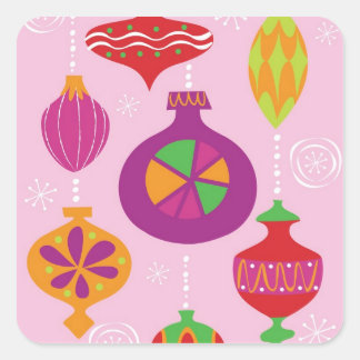 Adesivo Quadrado Numerosas decorações de Natal ilustradas em difere