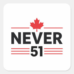 Adesivo Quadrado Nunca 51 Estado do Canadá - Orgulho e Patriótico