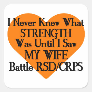 Adesivo Quadrado Nunca Conheci Força/Coração/Esposa...RSD/CRPS