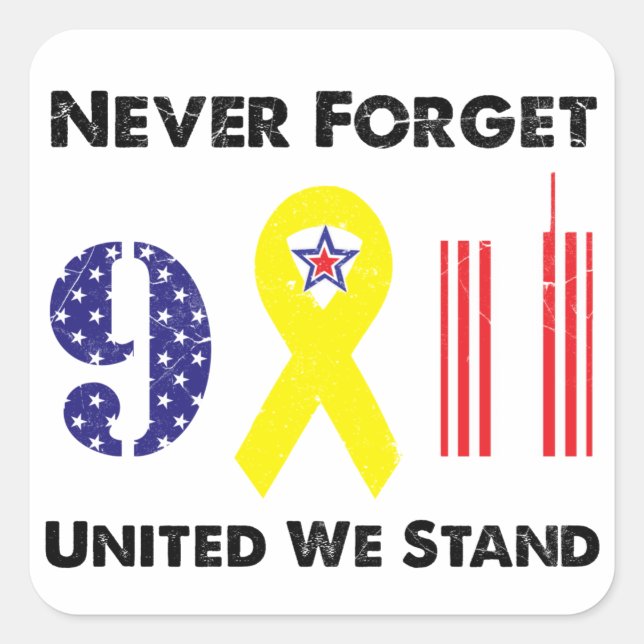 Adesivo Quadrado Nunca Esqueçamos 9 11 Unidos (Frente)
